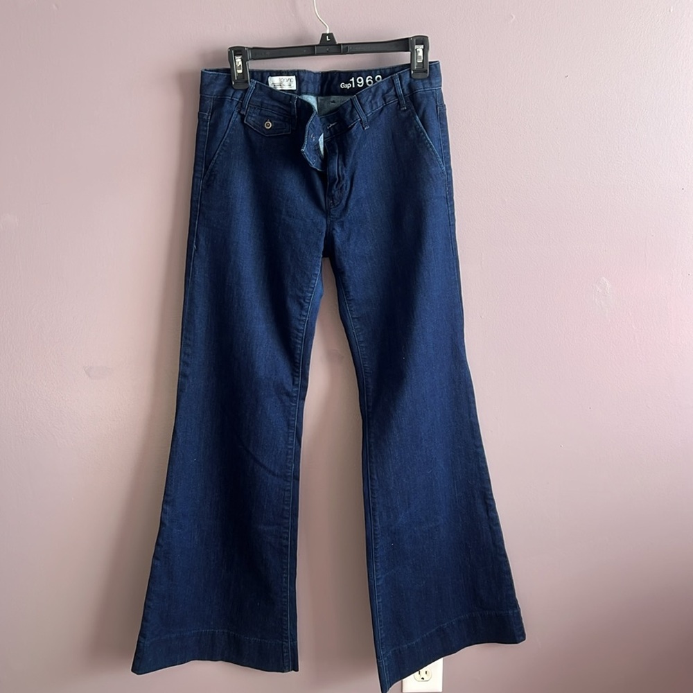 GAP Dark Blue Flare Trouser Jeans - Wide Leg
